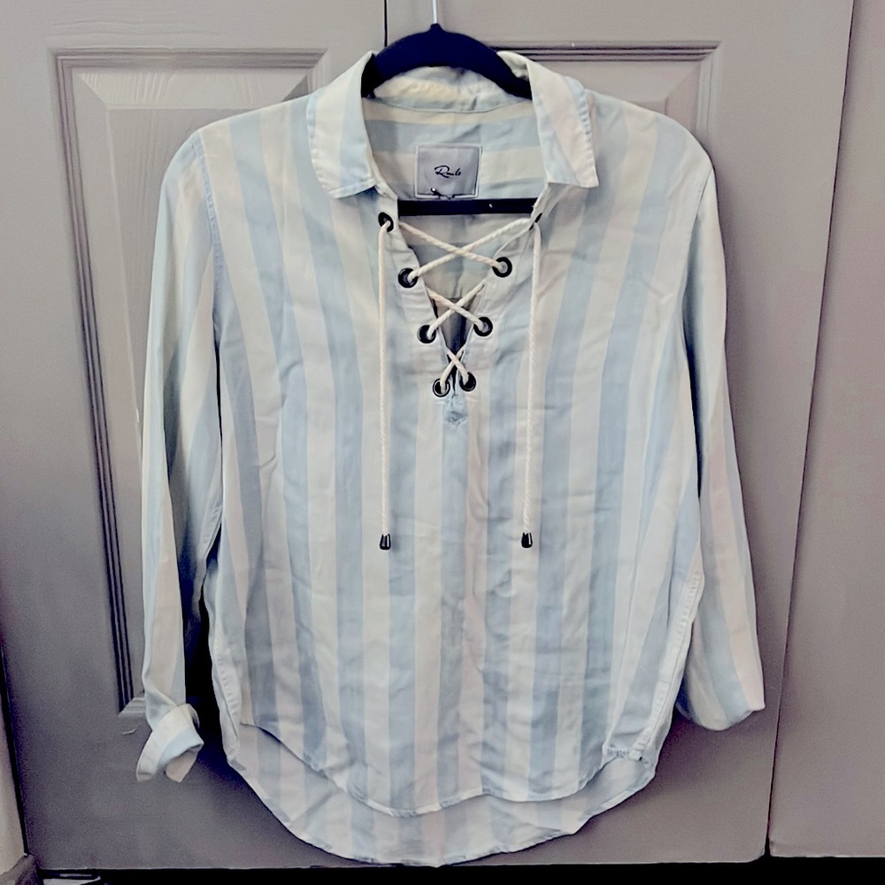 Rails Tie-Down Striped Blouse